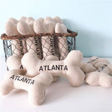 Napa Valley Tweed Dog Toy: Medium / Ivory Lettering on Grey Tweed Toy