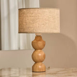 Oliver Light Brown Wooden Lamp | Linen Mix Shade & Elegant Design