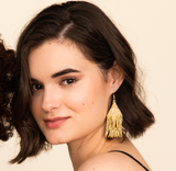 Lexie Solid Beaded Fringe Earrings Gold Wholesale