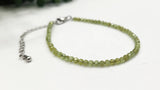 Peridot Bracelet Faceted 3MM w/Silver Color Clasp