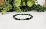Moss Agate Stretchable Bracelet 4MM Beads - 7.5" Long