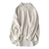 Linen Cotton Poet Top Long Sleeved Shirt