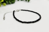 Black Spinel Bracelet Faceted 3MM w/Silver Color Clasp