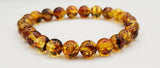 Amber 8mm Stretchable Bracelet-7.5"Long-100% Natural