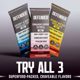 DEFENDER Peanut Butter Chocolate, Coconut Almond, Cinnamon Churro
