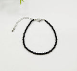 Black Spinel Bracelet Faceted 3MM w/Silver Color Clasp