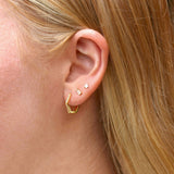 Hexagon Huggie Crystal Hoop Earrings 18K Gold Vermeil | Sterling Silver CZ Crystals 15mm Hoops Hinge Closure Nickel Free Hypoallergenic Ships from CA