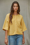 W2486 | Knit Sweater Quarter Sleeve Button Up Cardigan Top