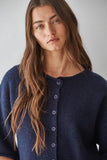 W2486 | Knit Sweater Quarter Sleeve Button Up Cardigan Top