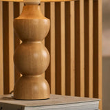 Oliver Light Brown Wooden Lamp | Linen Mix Shade & Elegant Design