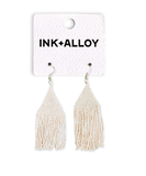 Lexie Solid Beaded Fringe Earrings Cream Wholesale