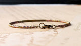 Olive Green Seed Bead And  Bronze Bar Bracelet