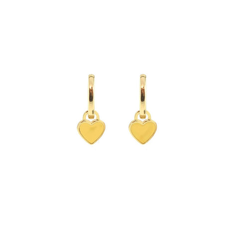 Heart Enamel Huggie Hoop Earrings: 18K Gold Vermeil / Sunshine