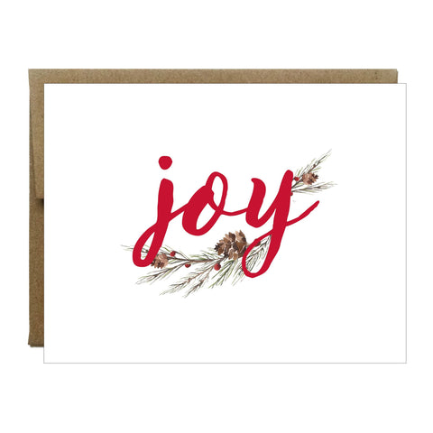 Joy Pinecone Branch Holiday Greeting Card