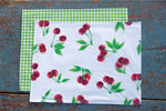 White Oilcloth Placemat Cherries