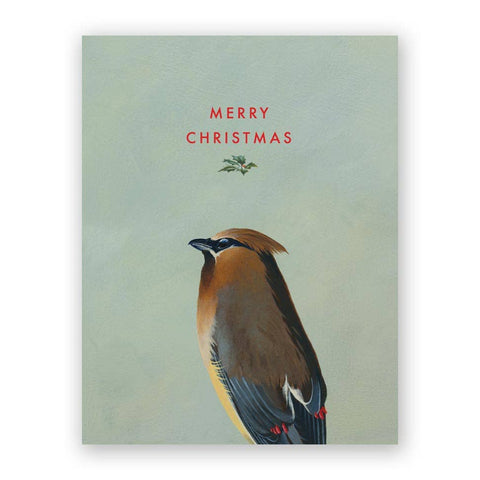 Cedar Waxwing Holiday Greeting Card: Single