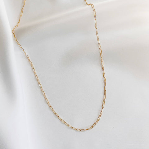 Rose Dainty Paperclip Layering Chain Necklace Gold Filled