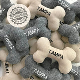Napa Valley Tweed Dog Toy: Medium / Ivory Lettering on Grey Tweed Toy