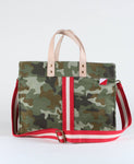 Camo Tote Bag with Red Stripe