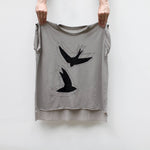 Chimney Swifts Birds Shirt Rolled Cuff Muscle Tee Pale Beige medium