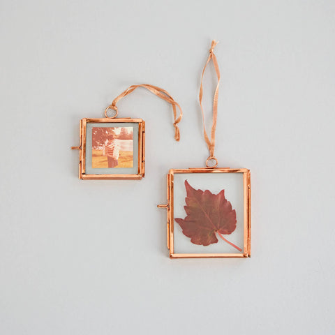 Square Glass Hanging Photo Frame - Handmade: Small / Rose Gold