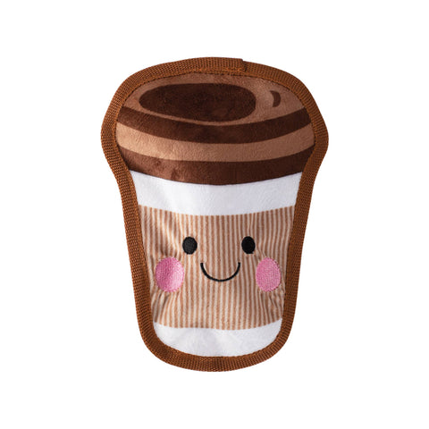 Happy Coffee Durable Plush Dog Toy by Fringe