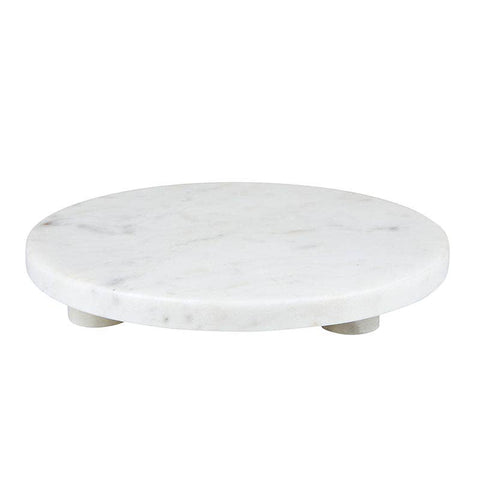 White Marble Footed Tray - 10" Dia