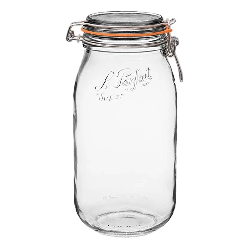Rounded French Glass Storage Jar with Airtight Rubber Seal