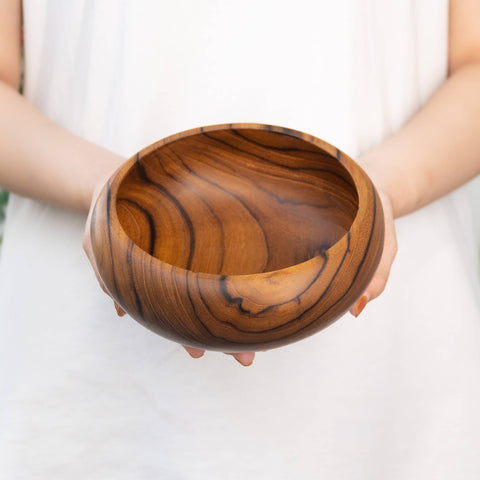 Rounded Teak Wood Bowl - Medium
