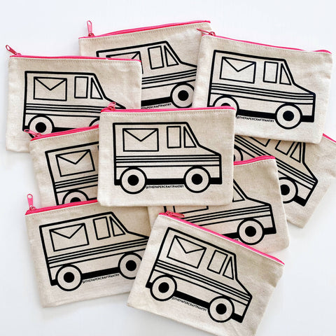 Cotton Canvas Pouch: Red Mail Truck - super cute!