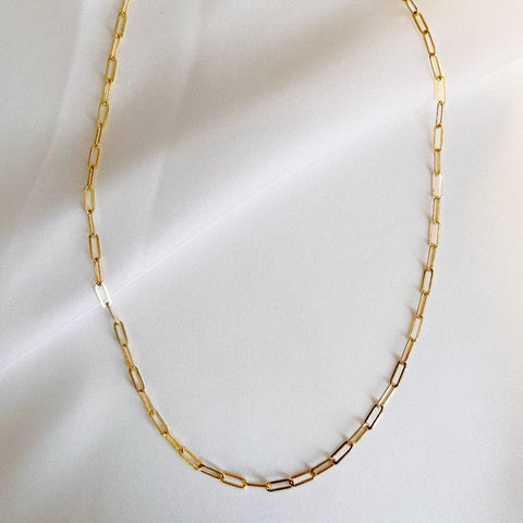 Paperclip Layering Chain Choker Necklace Gold Filled