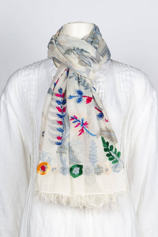 Robin Embroidered Scarf/Wrap
