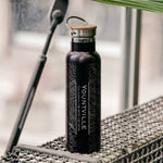 Yountville CA Topo Map Bottle with Bamboo Top in Matte Black