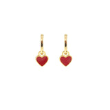 Heart Enamel Huggie Hoop Earrings: 18K Gold Vermeil / Red