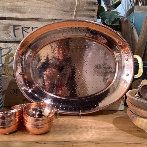 Copper Stainless Serving Tray w Handles